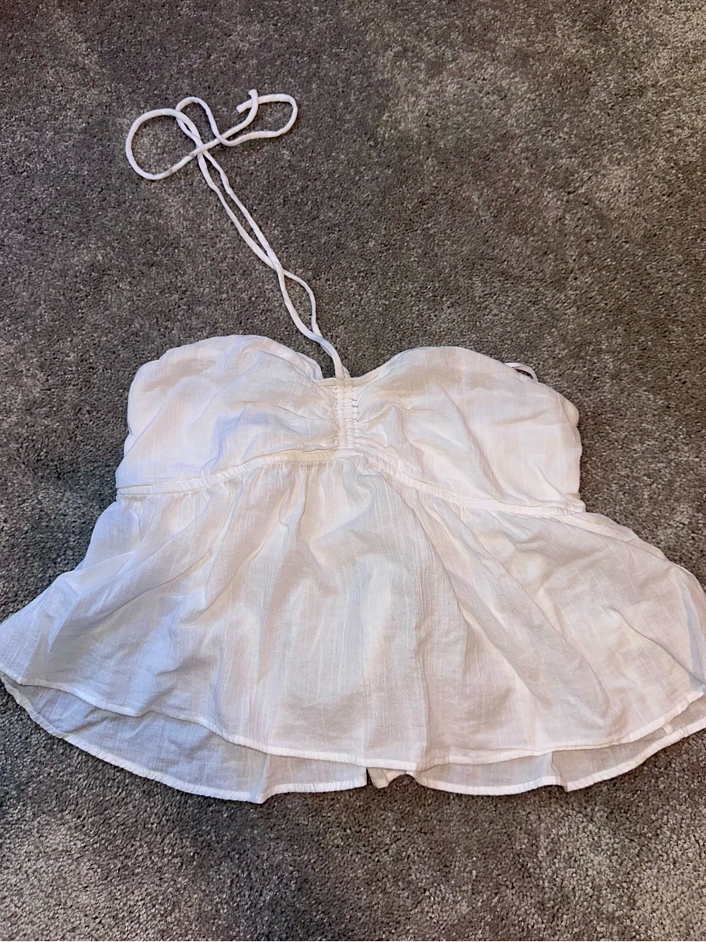 Aritzia Sunday Best Women's White Halter Peplum Summer Top